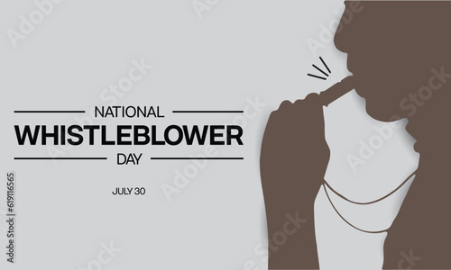 National Whistleblower Day design with silhouette of a man blowing a whistle. Vector illustration