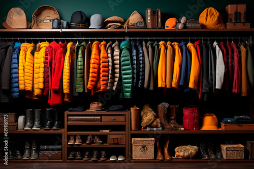 wardrobe with clothes.generative ai