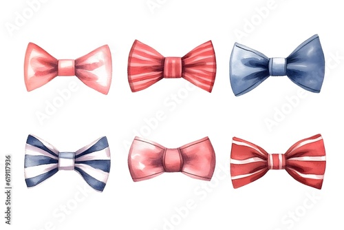 Fashion set with bow tie, gentleman or hipster. Barber shop elements. Fathers Day. Generative AI.