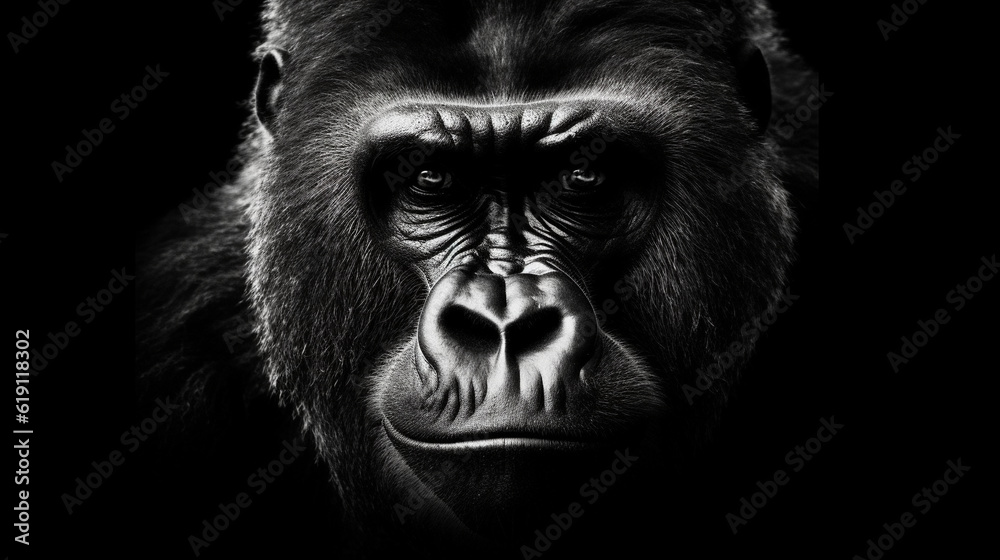 close up head of monkey   HD 8K wallpaper Stock Photographic Image