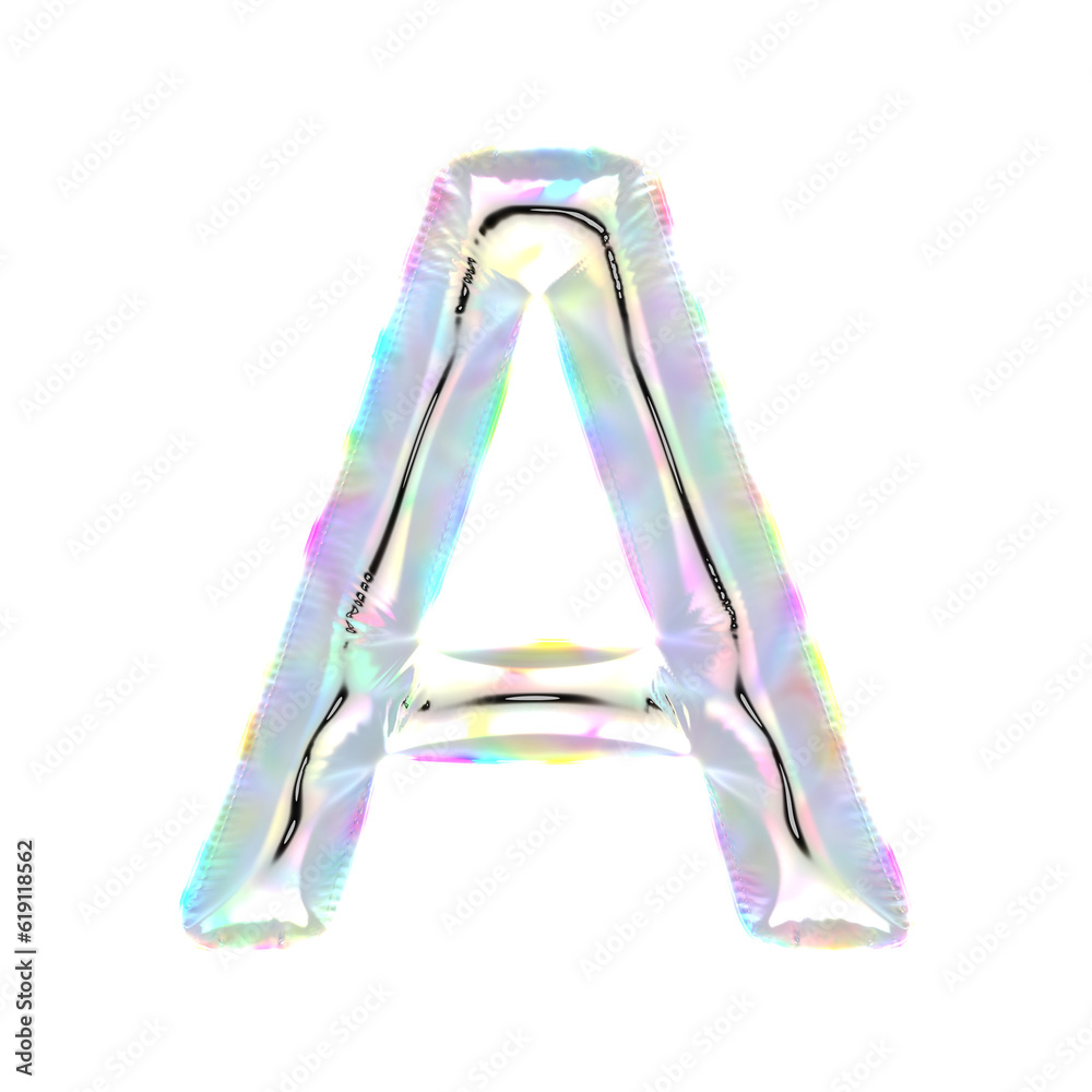 大文字のA。シャボン玉の色をしたバルーンの文字 大文字のA。シャボン玉の色をしたバルーンの文字