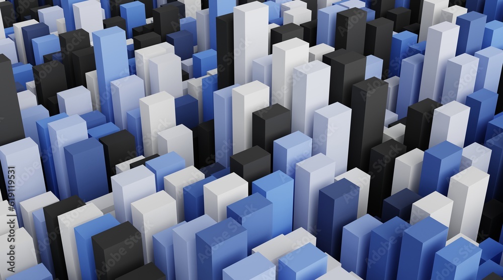 Fototapeta premium Abstract geometric background 3d blue and white cube illustration