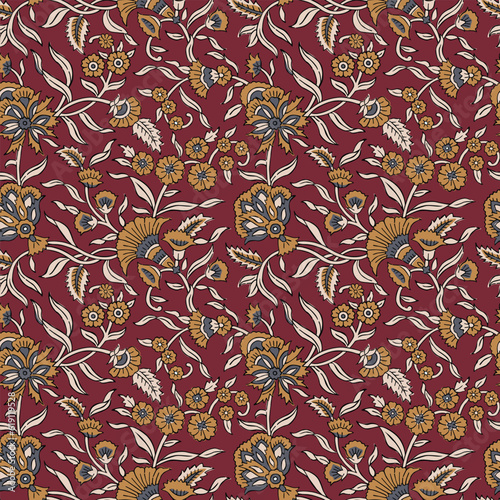 MIX FLORAL WITH LEAF ALL OVER PRINT SEMLESS PATTERN VECTOR ILLUSTRATION