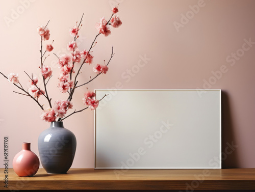 Mockup frame in home Interior Background, Mockups Design 3D, High-quality Mockups, Generative Ai