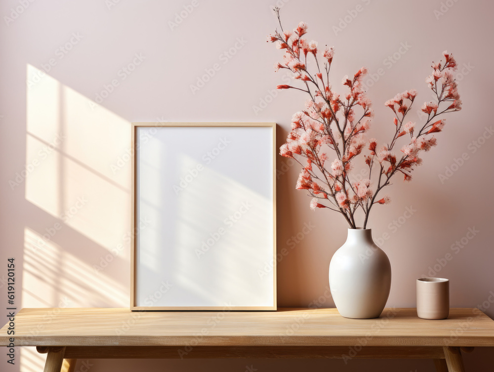 Mockup poster frame interior background scandinavian, Mockups Design 3D, High-quality Mockups, Generative Ai Mockup poster frame interior background scandinavian, Mockups Design 3D, High-quality Mockups, Generative Ai