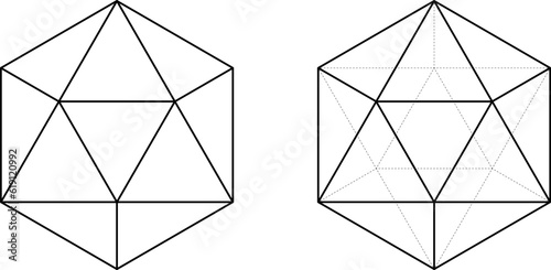 outline regular Icosahedron set vector