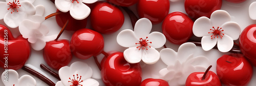 Red cherries floral design - Generative AI