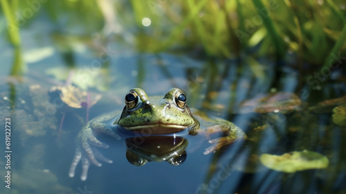 frog in the water HD 8K wallpaper Stock Photographic Image