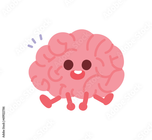 Newborn baby brain, brain anthropomorphism concept character illustration.