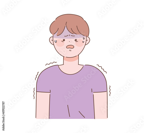A man with a fearful expression. Phobia concept character illustration.