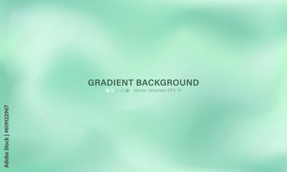 Design of soft green wavy wallpaper for landing pages. Horizontal silky pastel mint background with gradient defocused soft pattern. Layout of widescreen empty banner with copy space
