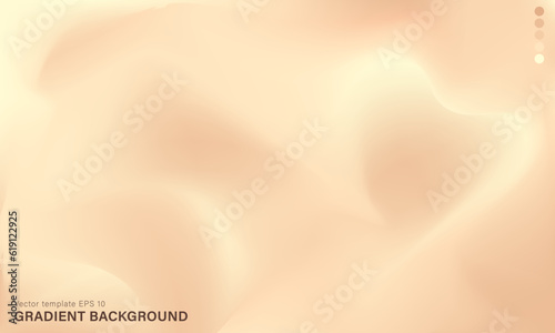 Template of pastel golden background. Vector wallpaper with blurred wavy fluid gradient. Digital beige sandy backdrop with silk texture for web or print cover banners, posters, flyers