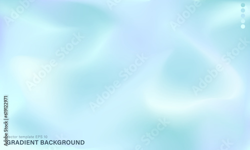 Template of soft blue background. Vector pastel cyan wallpaper with blurred wavy fluid gradient. Digital sky backdrop with silk or satin texture for web or print cover banners, posters, flyers