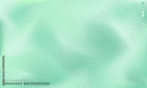 Template of soft green background. Vector mint wallpaper with blurred wavy fluid gradient. Digital backdrop with silk or satin texture for web or print cover banners, posters, flyers