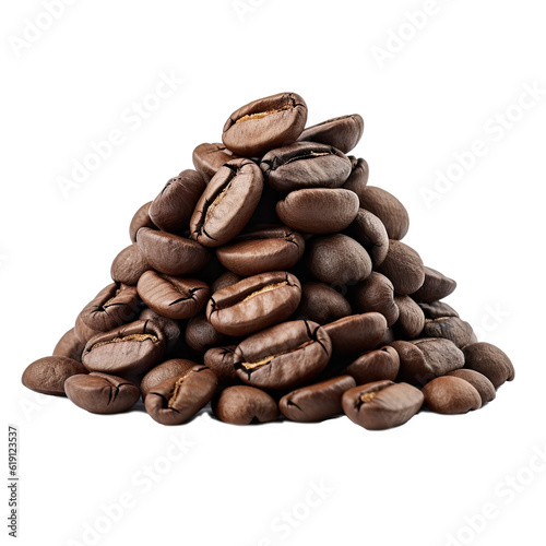 A pile mountain of coffee black beans on top view