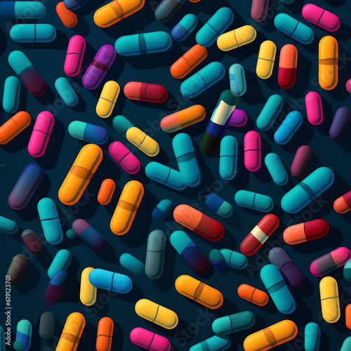 medicine capsule drug pharmaceutical pill tablet medication illustration pharmacy medical. Generative AI.