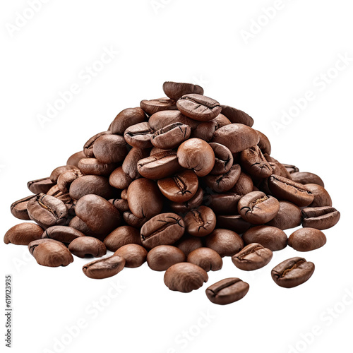 A pile mountain of coffee black beans on top view
