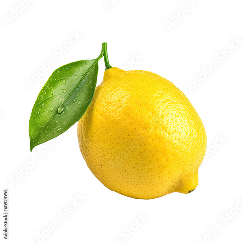 Fresh yellow lemon whole fruit transparent background © CozyDesign