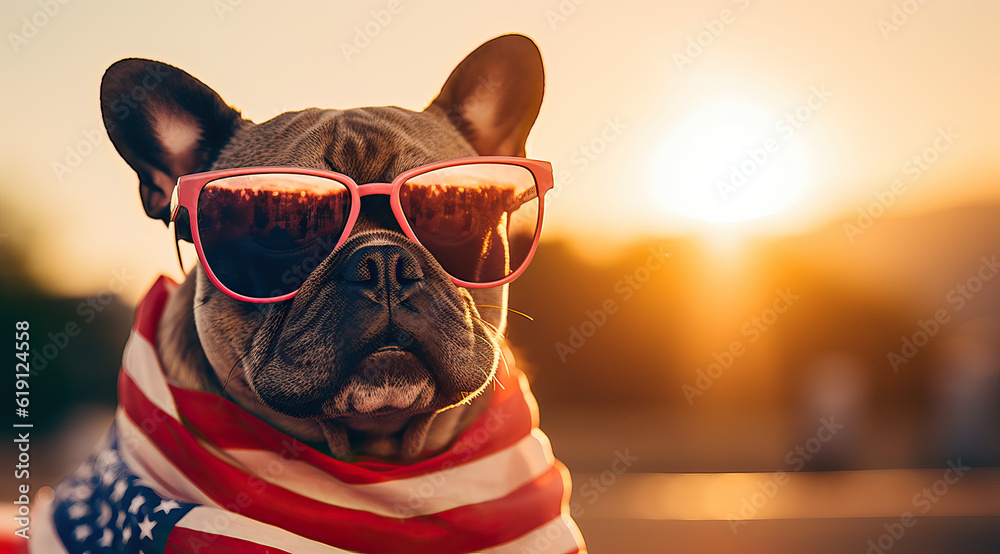 USA dog with sunglasses