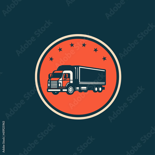 Truck and Stars Vector Logo