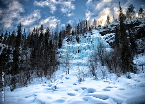 Korouoma Frozen Waterfalls near Rovaniemi - Finland 