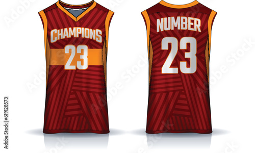 Basketball tank top design template, Sport jersey mockup. uniform front , side and back view.	