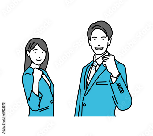 男女上半身アイコンガッツポーズイラスト
