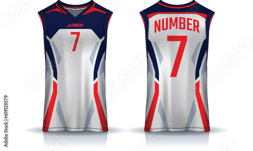 Basketball tank top design template, Sport jersey mockup. uniform front , side and back view. 