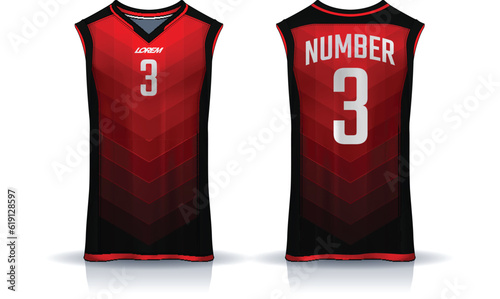 Basketball tank top design template, Sport jersey mockup. uniform front , side and back view.	