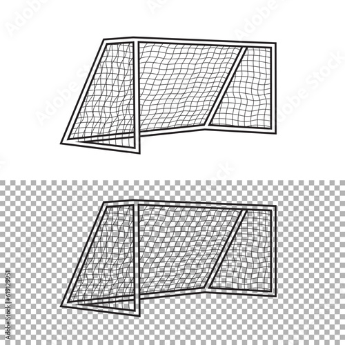 football goal line vector illustration, isolated on white background, side view, editable stroke.