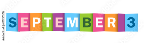 SEPTEMBER 3 colorful vector typography banner