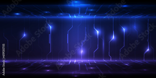 Vector illustration of futuristic horizontal space for showcase and layout with digital hi-tech element background.Digital innovation and technology concepts.