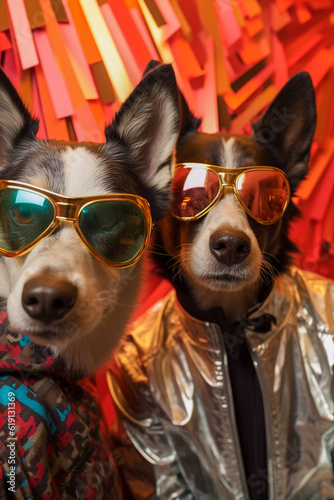 Harmony Hounds: Dog Band Poses for Memorable Album Cover, Generative AI © PaputekWallArt