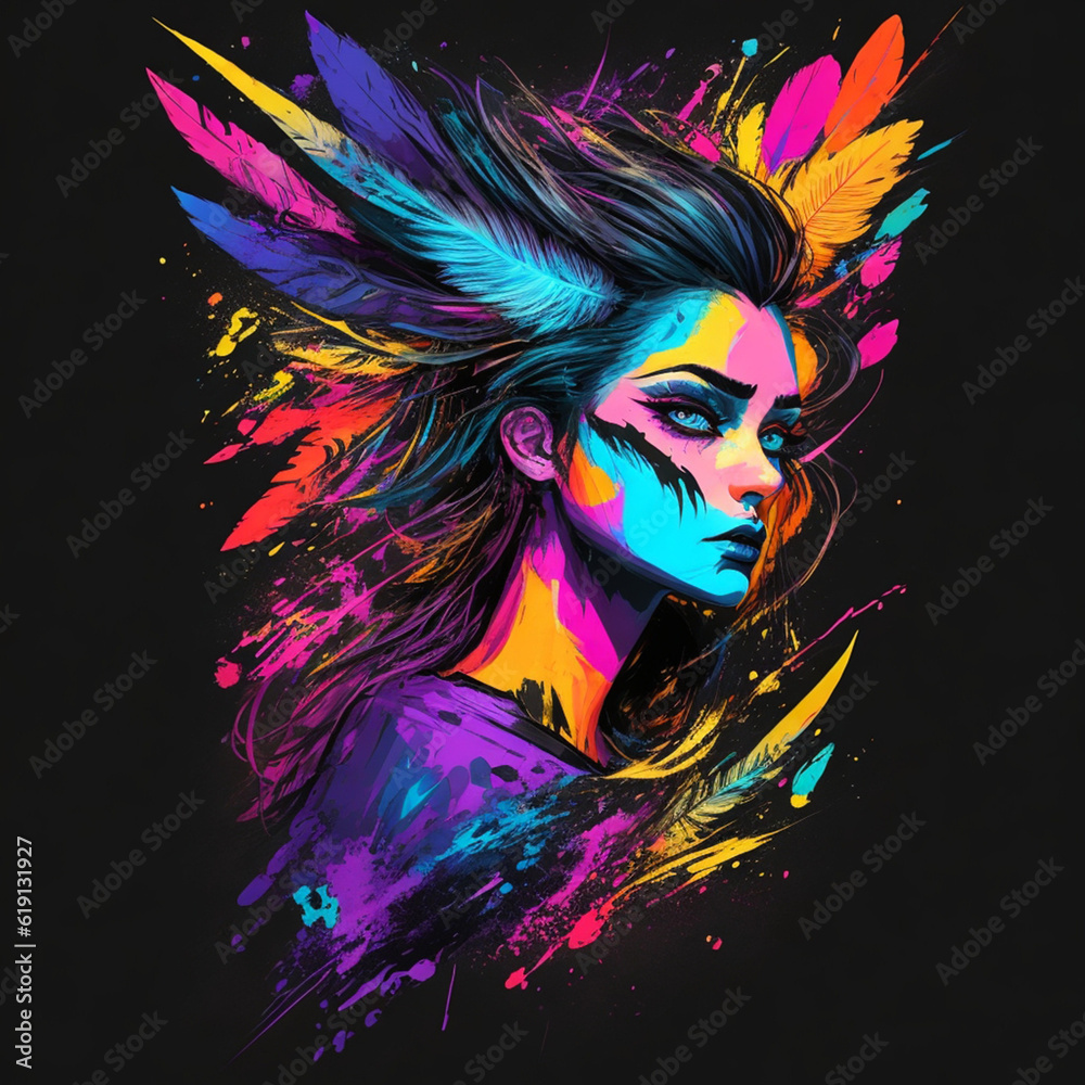 Naklejka premium girl Digital image - T-Shirt Art Decide on the style and theme you want for your T-shirt art. Consider whether you want a realistic.