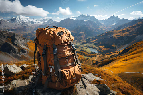 Swiss mountains, hiking with mountain view, Backpack, Hiking, Landscape with mountains and river