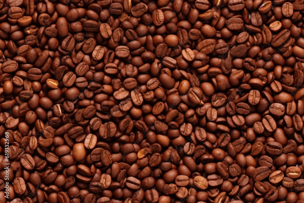 Seamless pattern with close up coffee beans, horizontal banner with endless texture. Aroma beverage. Generated with AI. Seamless pattern with close up coffee beans, horizontal banner with endless texture. Aroma beverage. Generated with AI.