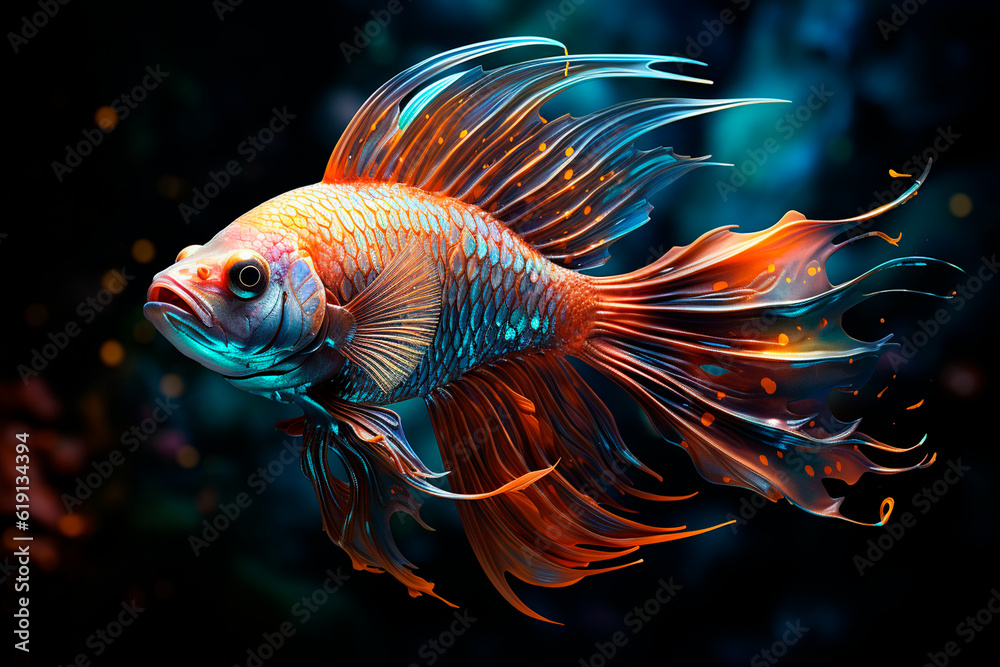 Beautiful fighting fish in the aquarium. Fish in the aquarium.generative ai Beautiful fighting fish in the aquarium. Fish in the aquarium.generative ai