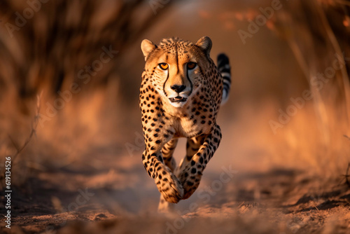 A hunting cheetah shot