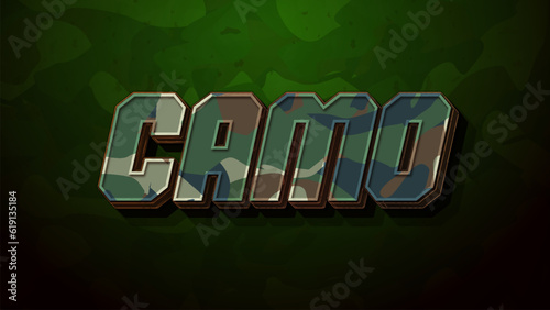 Camouflage text effect, editable green army pattern text style