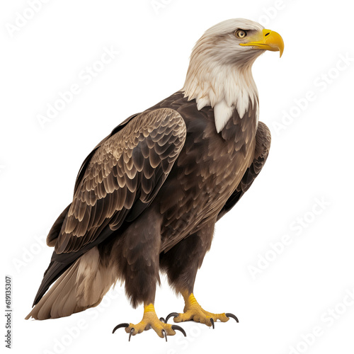 Bald eagle isolated on a white transparent background