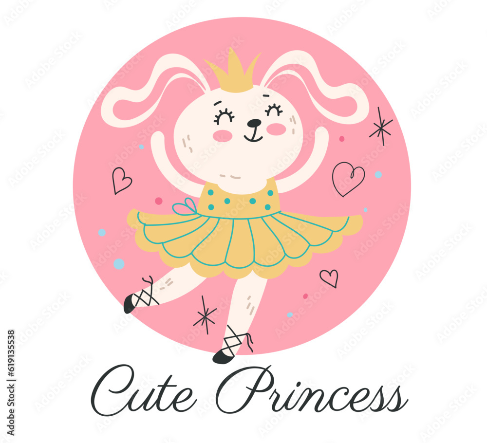 Princess animal character ballet dance concept. Vector design graphic illustration