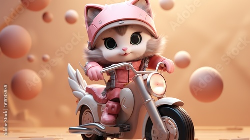 cute cat using motorbike and glasses
