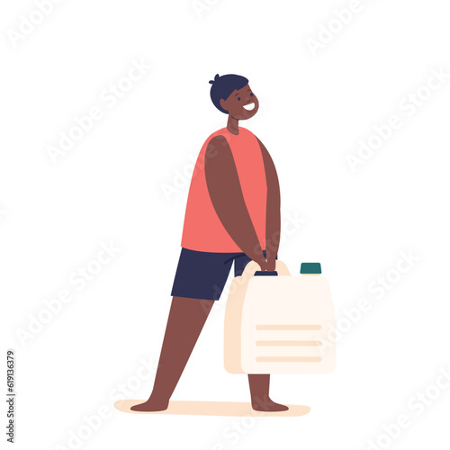 Young African American Boy Holding A Small Water Canister, Representing The Importance Of Access To Clean Water