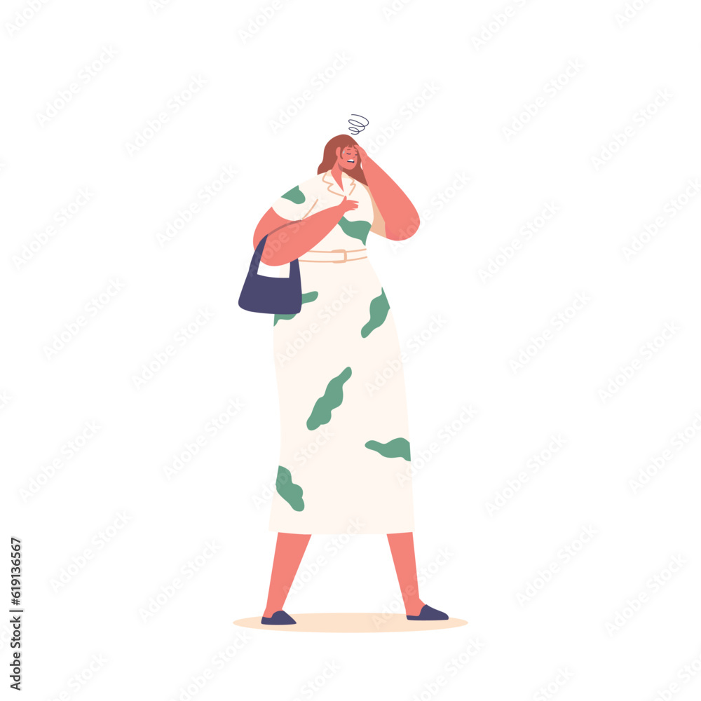 Female Character Feel Vertigo. Dizziness In Women Can Be Caused By Low Blood Pressure, Heat, Inner Ear Problems Female Character Feel Vertigo. Dizziness In Women Can Be Caused By Low Blood Pressure, Heat, Inner Ear Problems