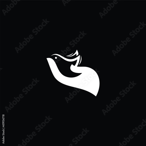 animal beauty bird care logo design with hand shape