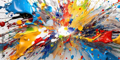 Flatlay of paint splatters brush strokes, concept of texture, created with Generative AI technology