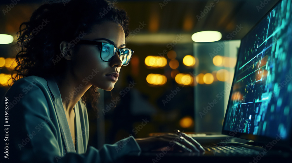 Woman looking at Computer Screen