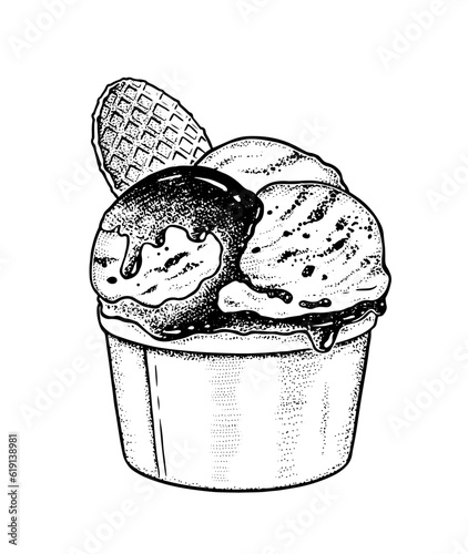 Vector sketchy illustrations of ice cream