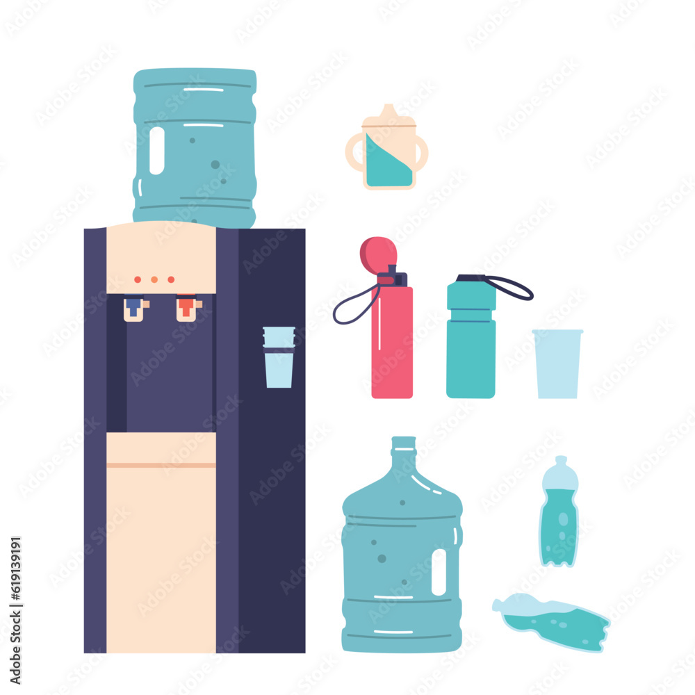 custom made wallpaper toronto digitalSet Of Icons Water Cooler, Bottle, Glass And Containers Isolated On White Background. Graphic Elements Of Refreshment