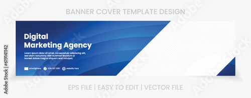 blue banner abstract background linkedin cover social media template vector design